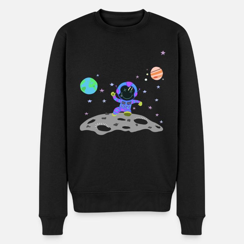 Astronaut blau-violett - Männer Premium Bio Pullover - Schwarz