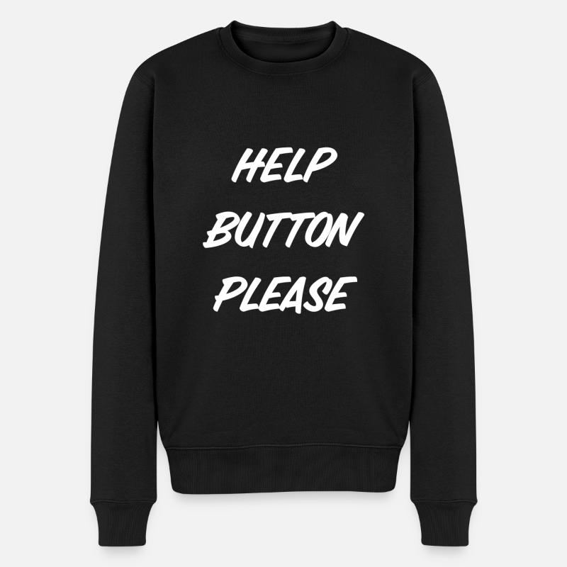 T-Shirt "Help Button please" - Männer Premium Bio Pullover - Schwarz