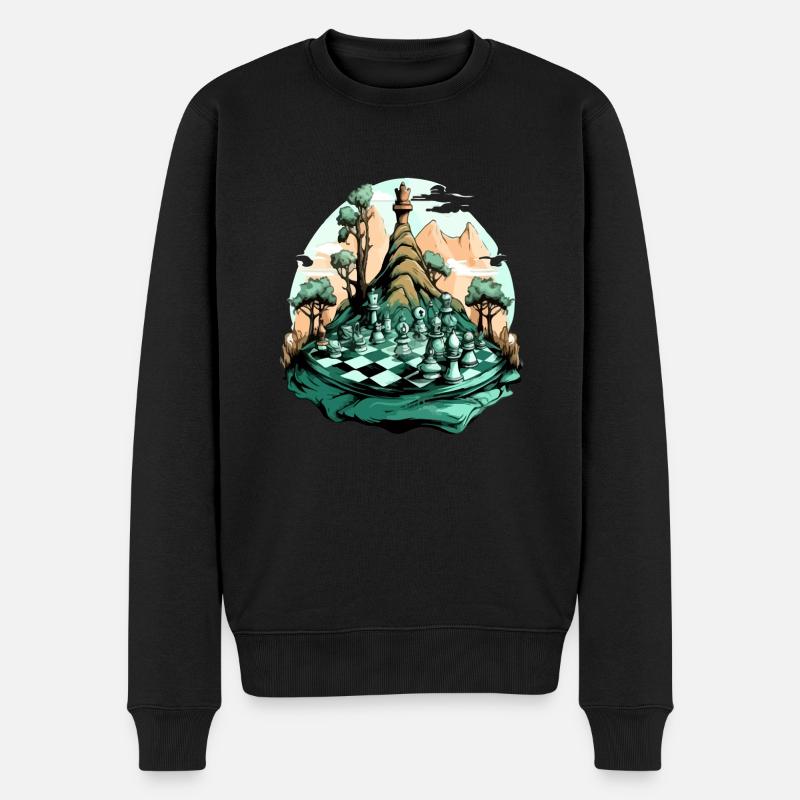 Bergschach Nr. 1 - Männer Premium Bio Pullover - Schwarz