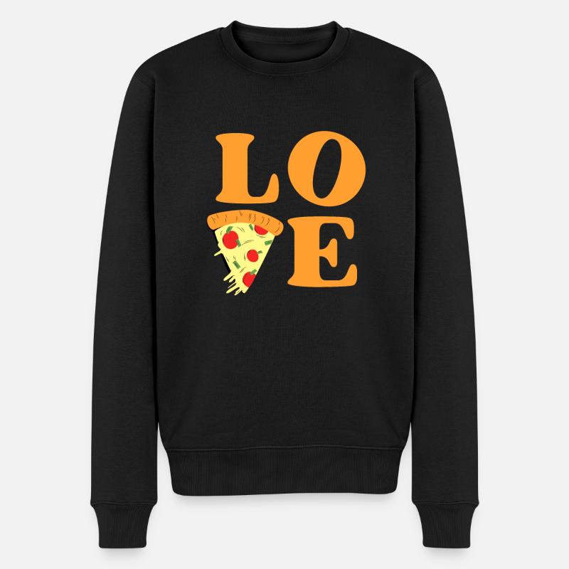 Ich liebe Pizza - Männer Premium Bio Pullover - Schwarz