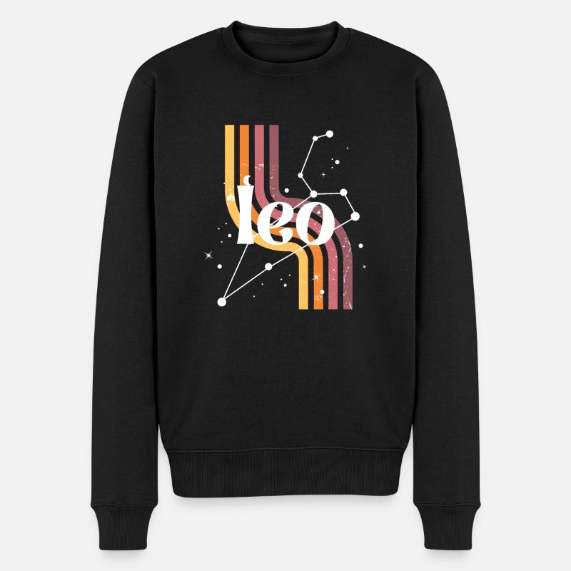 Löwe-Retro-Horoskop - Männer Premium Bio Pullover - Schwarz