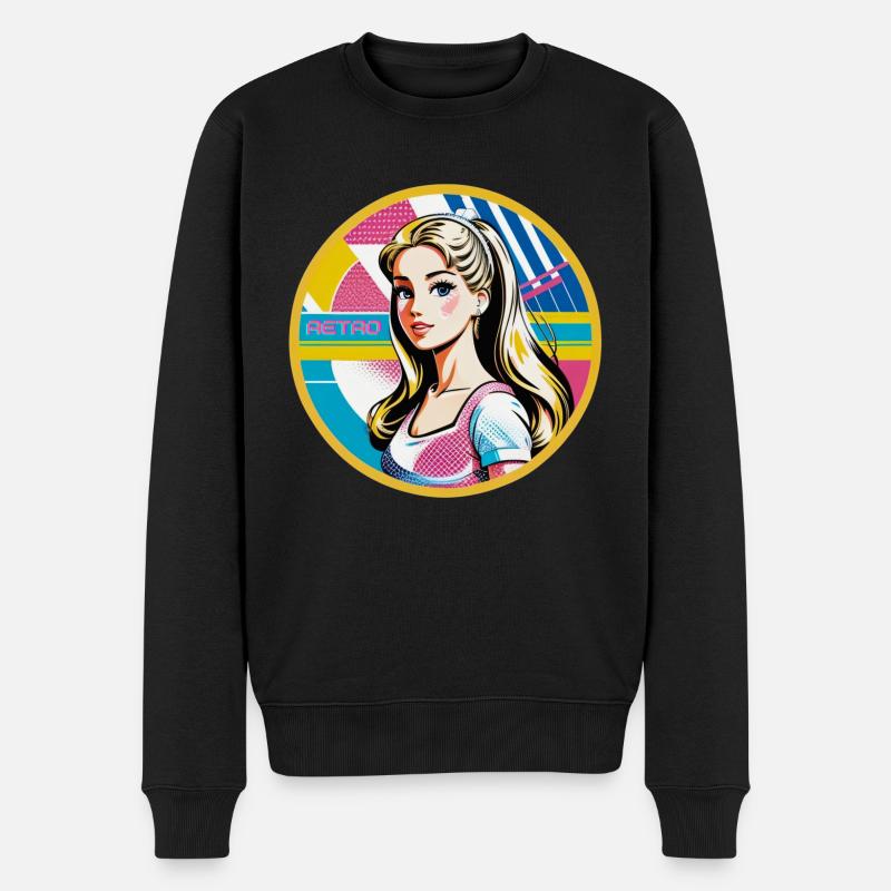 Retro-Puppe - Männer Premium Bio Pullover - Schwarz