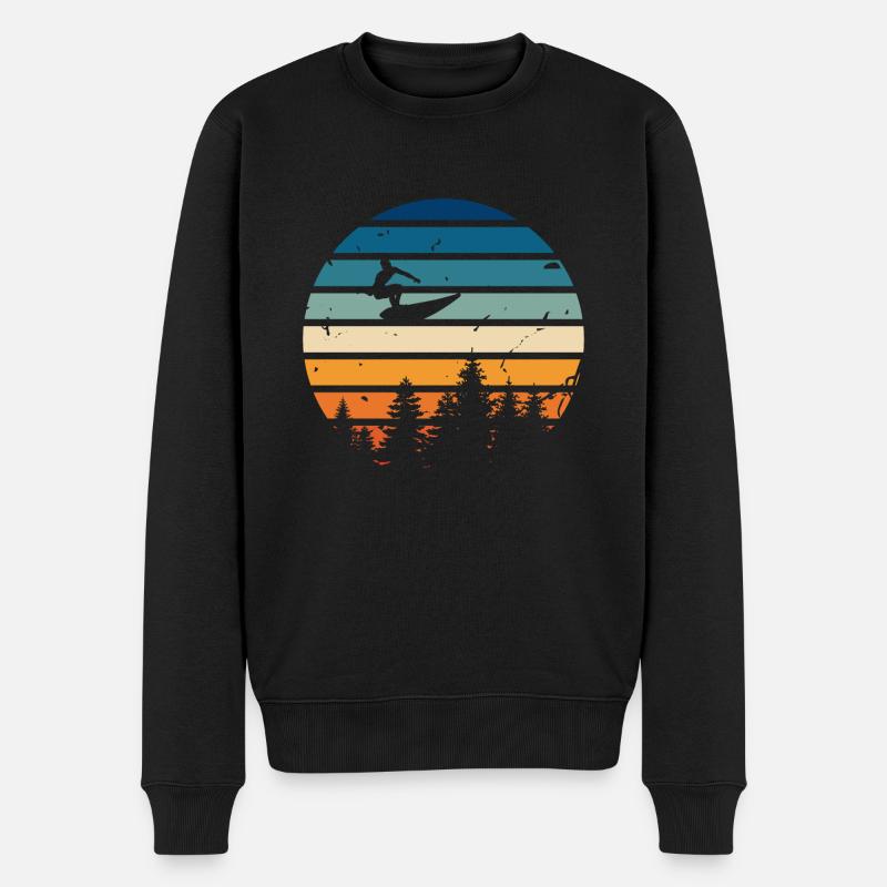 Surfen im Retro-Stil - Männer Premium Bio Pullover - Schwarz