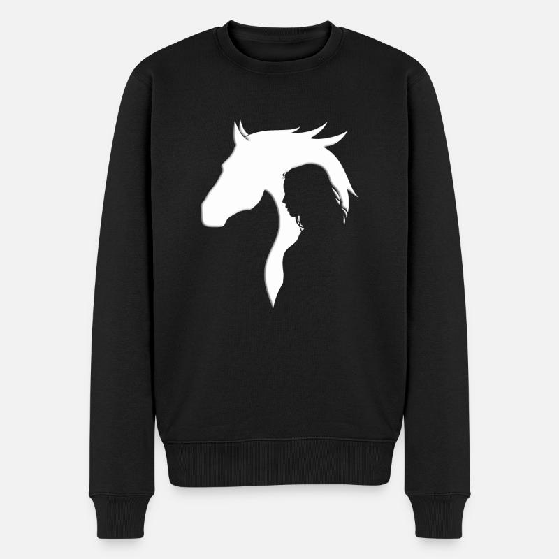 PFERD - REITERIN - REITEN - MÄDCHEN - PFERDE - Männer Premium Bio Pullover - Schwarz