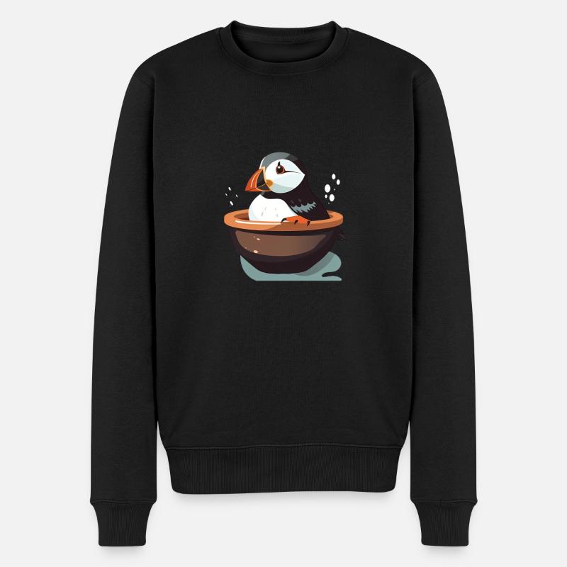 Papageientaucher - Männer Premium Bio Pullover - Schwarz