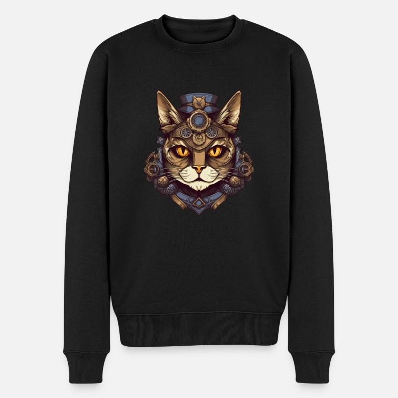 Steampunk Cat Cat Head - Pull Premium bio Homme - noir