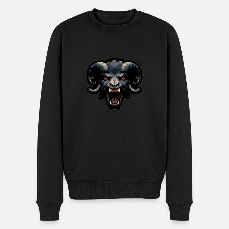 Ziege Ziegenbock gruselig - Männer Premium Bio Pullover - Schwarz