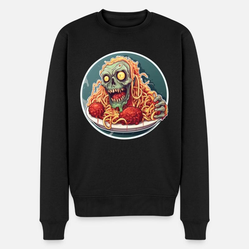 Eine Creepy Pasta mit Zombie an Halloween - Männer Premium Bio Pullover - Schwarz