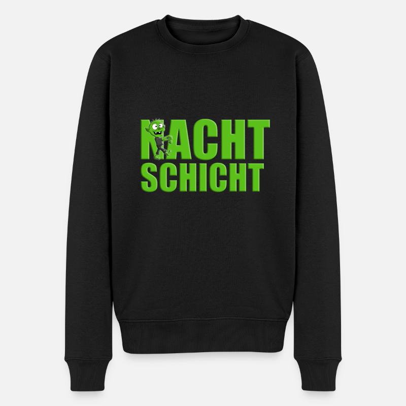 NACHTSCHICHT - ZOMBIE - HALLOWEEN - ARBEIT - Männer Premium Bio Pullover - Schwarz