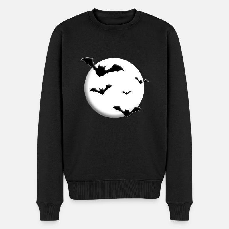 FLEDERMÄUSE - MOND - HALLOWEEN - FLEDERMAUS - Männer Premium Bio Pullover - Schwarz