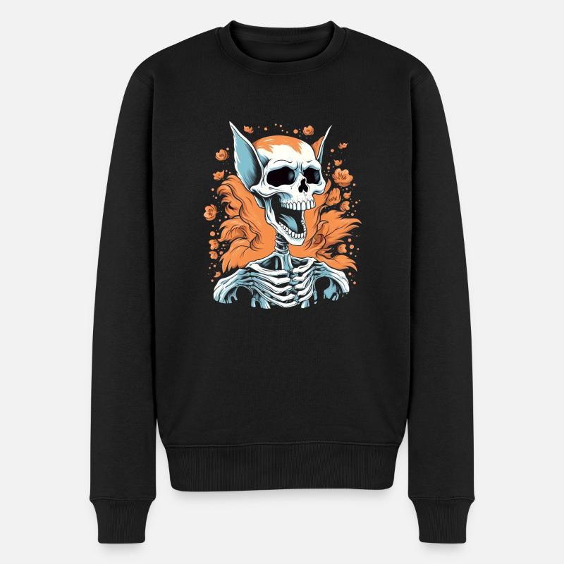 Halloween Skelett - Männer Premium Bio Pullover - Schwarz
