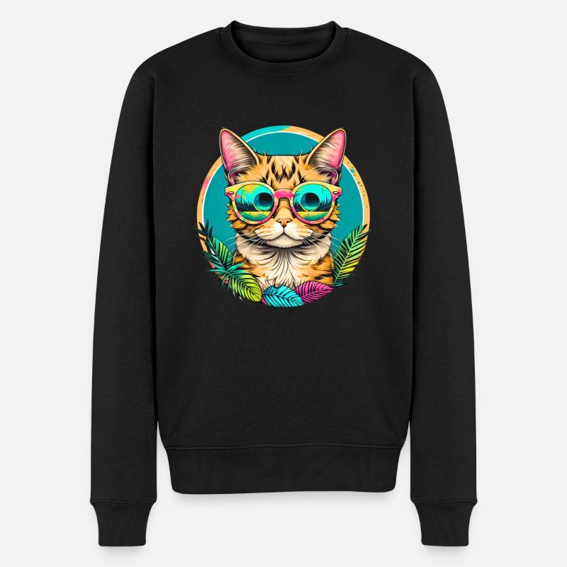 Tropische Katze - Männer Premium Bio Pullover - Schwarz