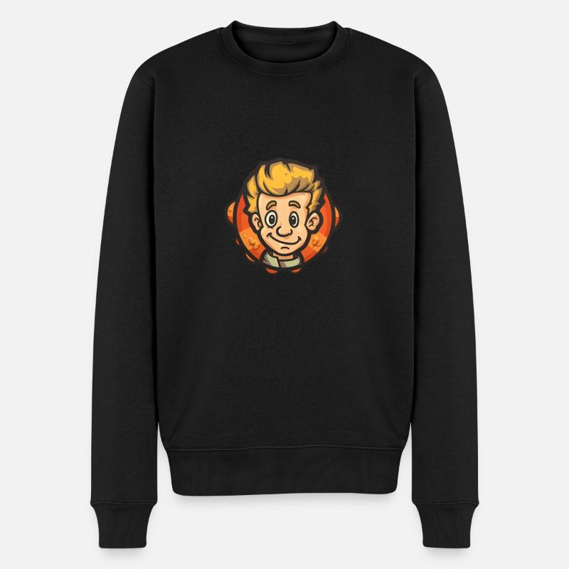 Fröhlicher Junge - Männer Premium Bio Pullover - Schwarz