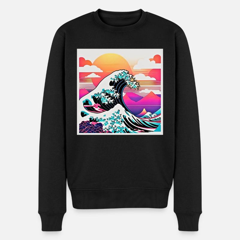 Rétro Sea Wave - Pull Premium bio Homme - noir