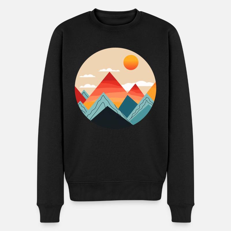 Berge und Sonne - Männer Premium Bio Pullover - Schwarz