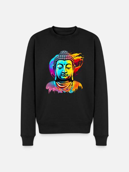 Buddha Farbmalerei - Männer Premium Bio Pullover - Schwarz
