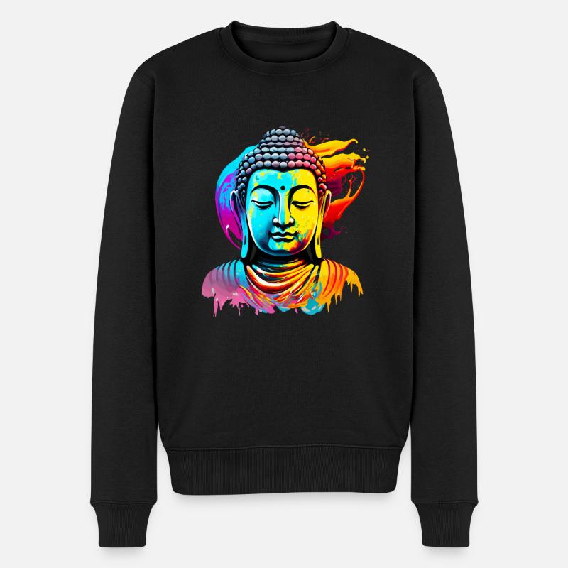 Buddha Farbmalerei - Männer Premium Bio Pullover - Schwarz