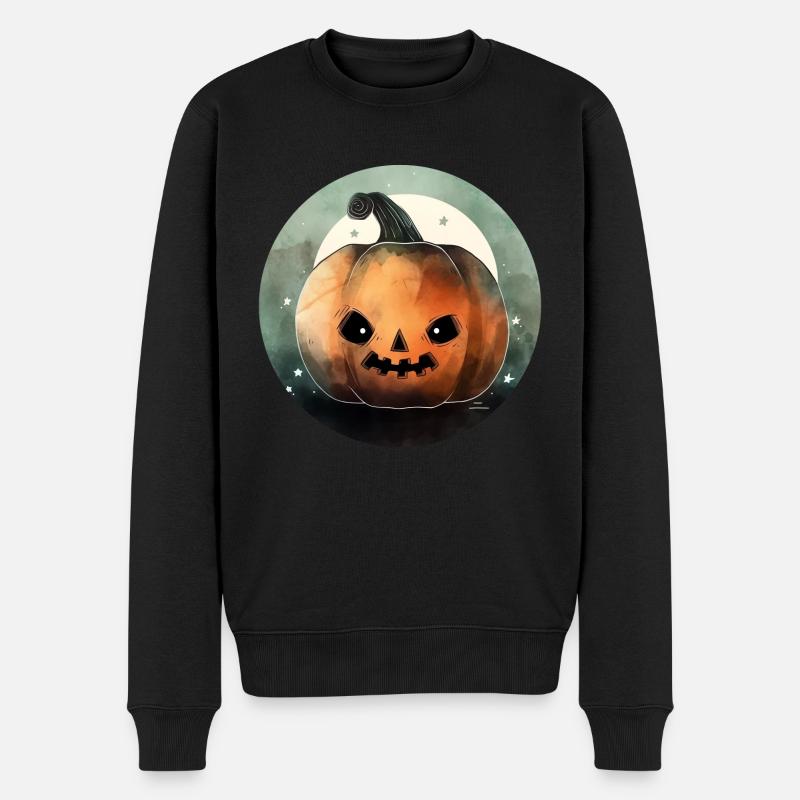 Halloween Kürbis - Männer Premium Bio Pullover - Schwarz