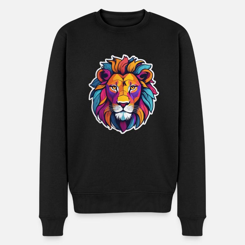 Löwe - Männer Premium Bio Pullover - Schwarz