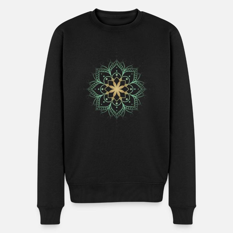 Mandala in kalten Farben - Männer Premium Bio Pullover - Schwarz