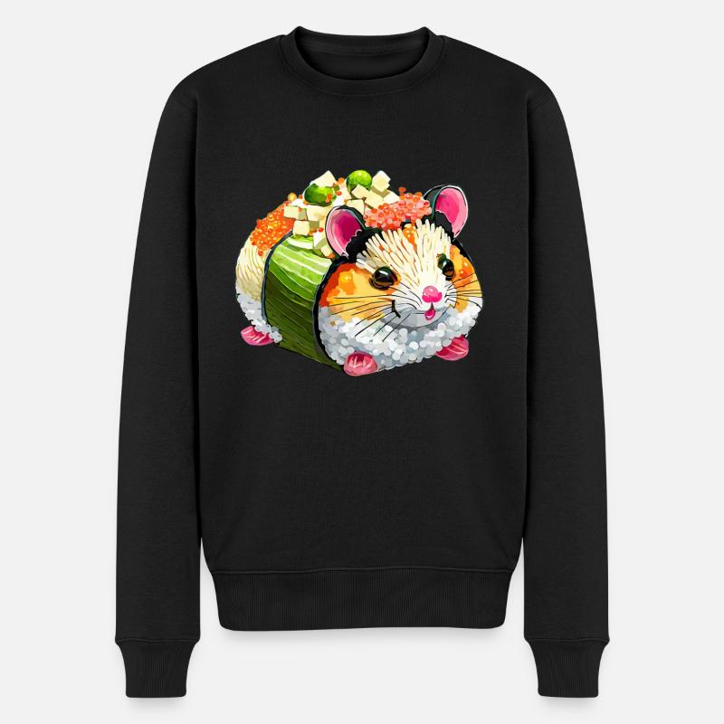 Sushi-Hamster - Männer Premium Bio Pullover - Schwarz