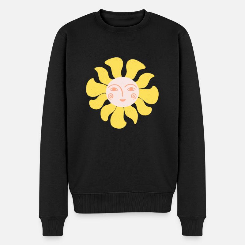 Glückliche Sonne - Männer Premium Bio Pullover - Schwarz