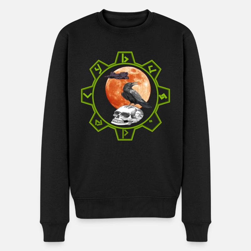Krähe Logo Totenschädel Cybus Zombie halloween - Männer Premium Bio Pullover - Schwarz