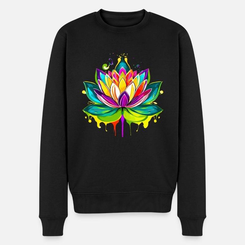 Lotusblume - Männer Premium Bio Pullover - Schwarz
