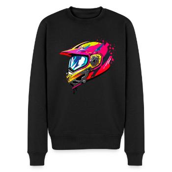 motorradhelm - Männer Premium Bio Pullover - Schwarz - Vorne - Nico (187cm)