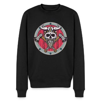 Viking skull with shield and axe - Men's Premium Organic Jumper - black - Front - Nico (187cm)
