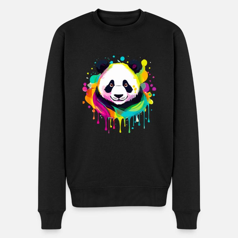 Panda - Männer Premium Bio Pullover - Schwarz