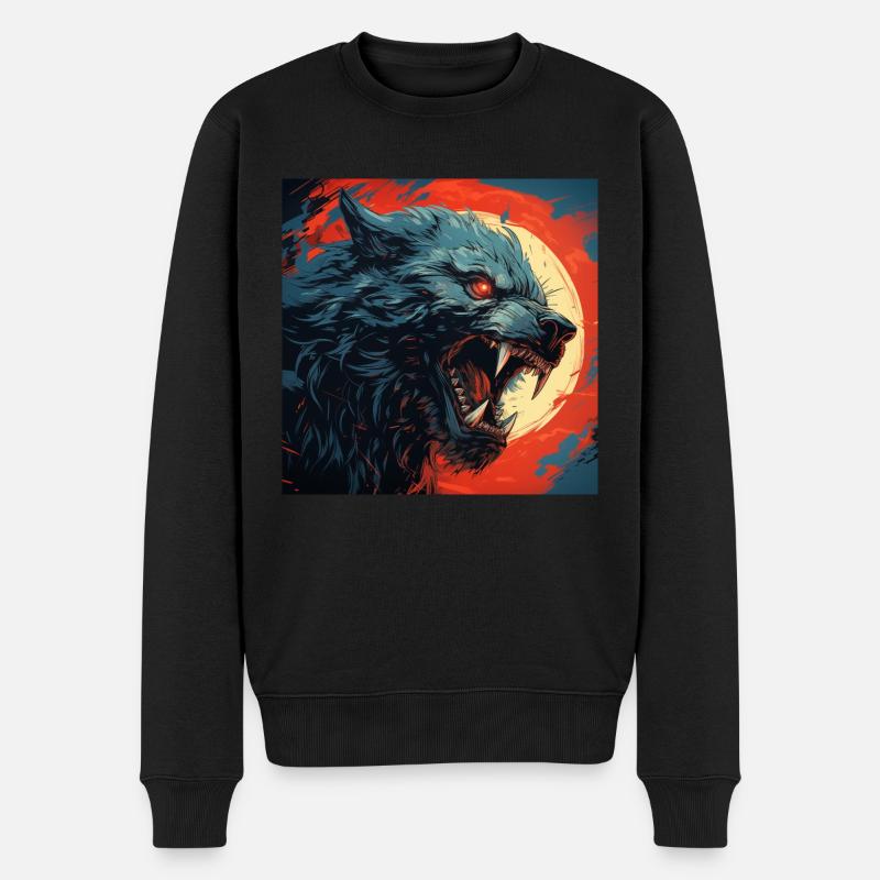 Monstre loup-garou dans un style comique - Pull Premium bio Homme - noir