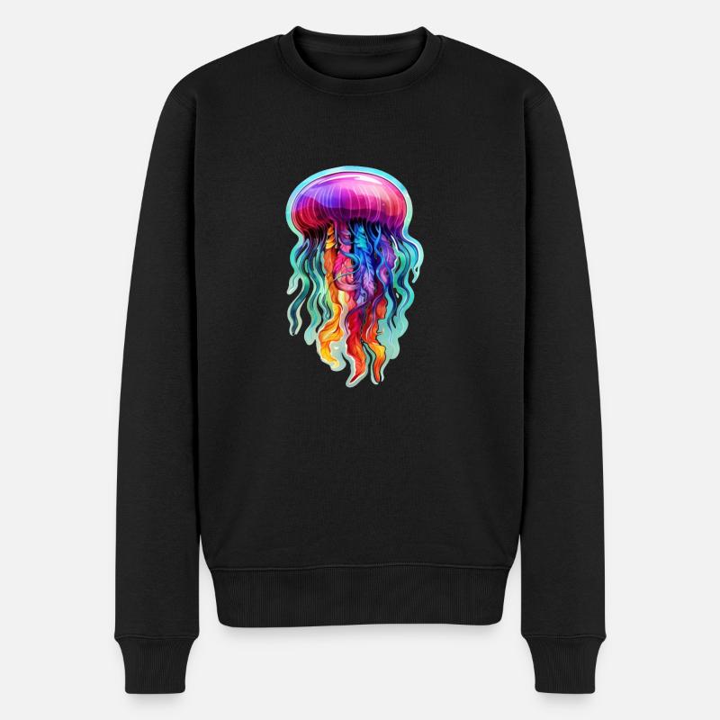 Bunte Qualle - Männer Premium Bio Pullover - Schwarz