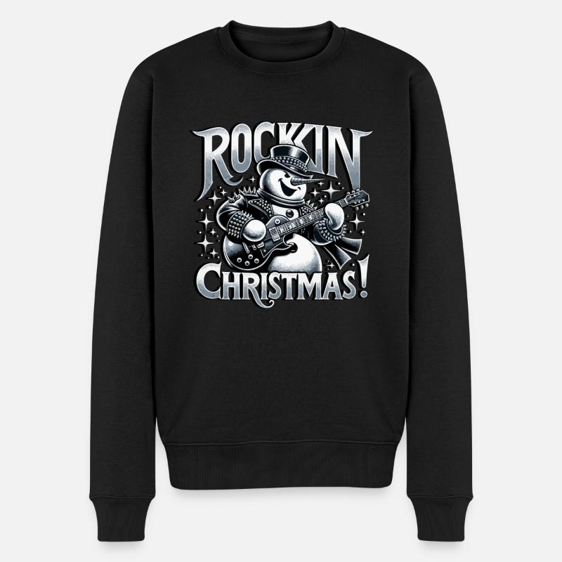 Rockige Weihnachten - Männer Premium Bio Pullover - Schwarz