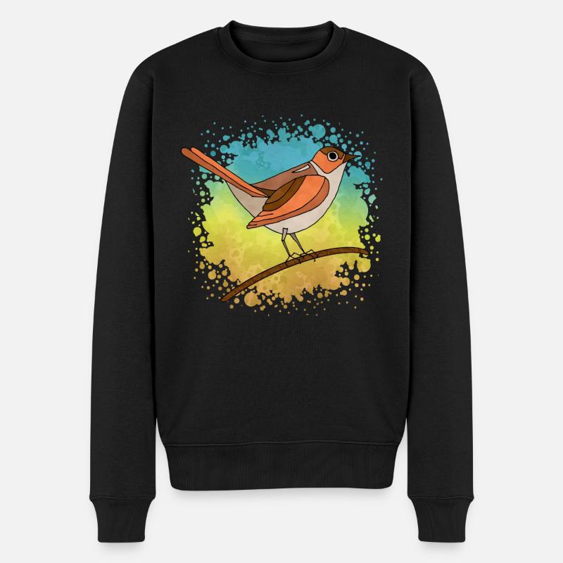 Bunter Vogel - Männer Premium Bio Pullover - Schwarz