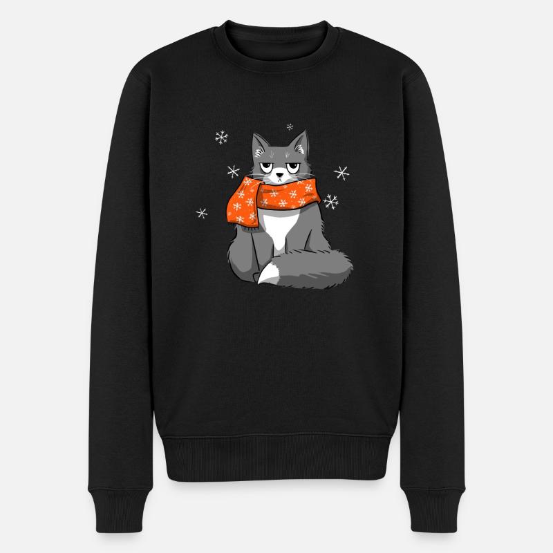 Weihnachtskatze - Männer Premium Bio Pullover - Schwarz