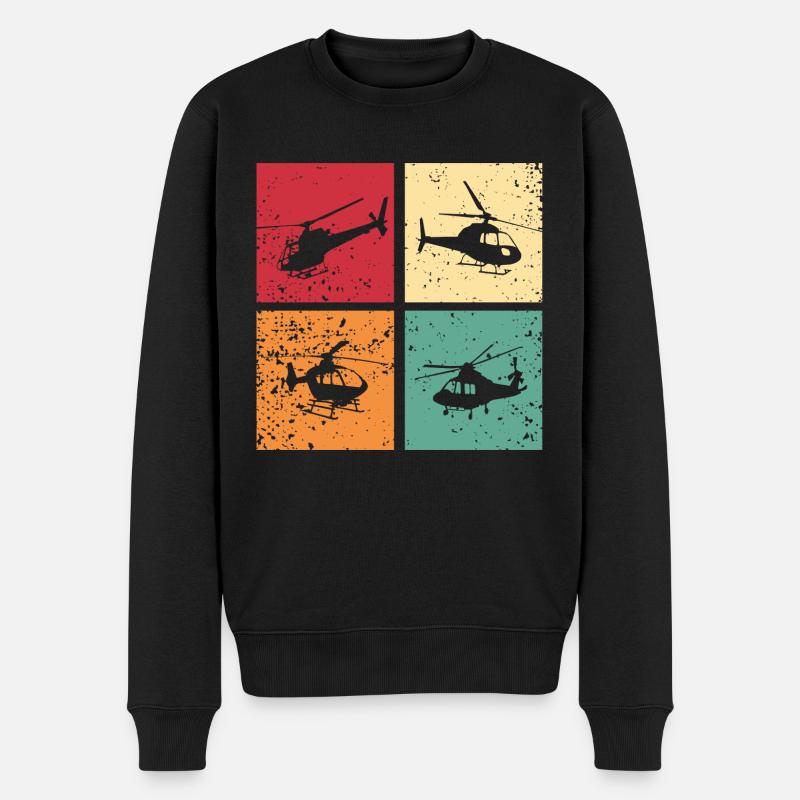 Helikopter Hubschrauber Geschenk Retro - Männer Premium Bio Pullover - Schwarz