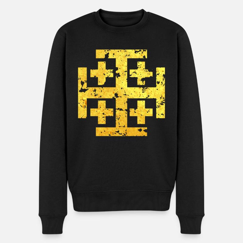 Kreuz - Männer Premium Bio Pullover - Schwarz
