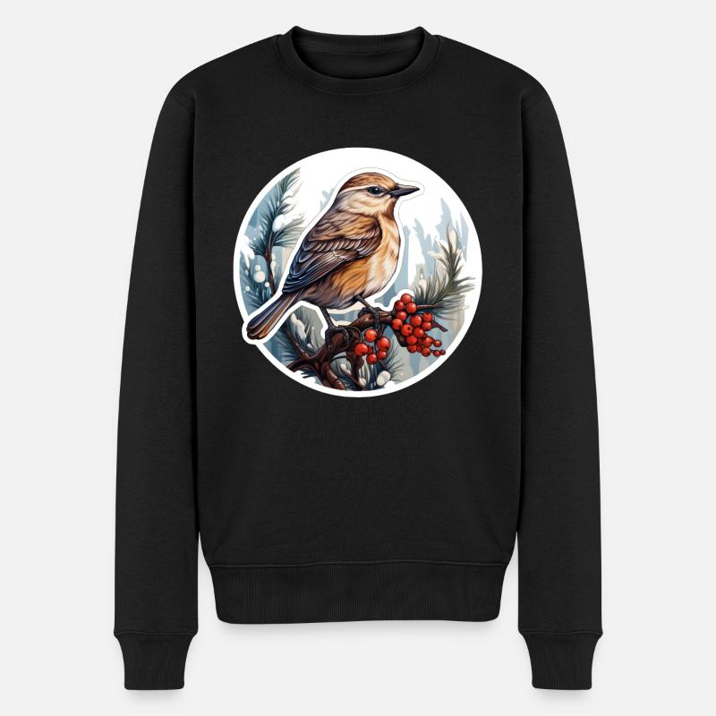 Oiseaux en hiver - Pull Premium bio Homme - noir