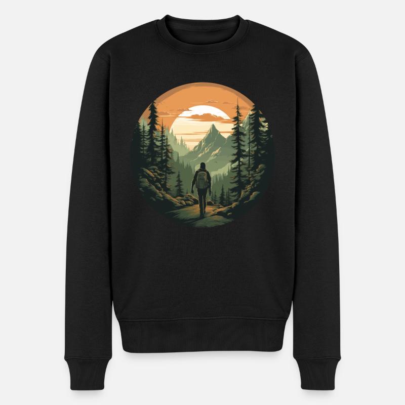 Aventure de trekking dans la nature de la forêt - Pull Premium bio Homme - noir