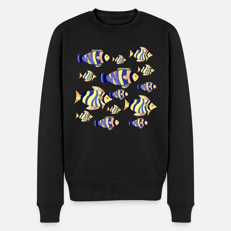 Fische - Männer Premium Bio Pullover - Schwarz