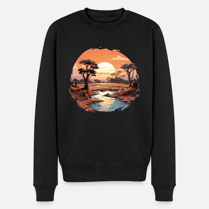 Savanne - Männer Premium Bio Pullover - Schwarz