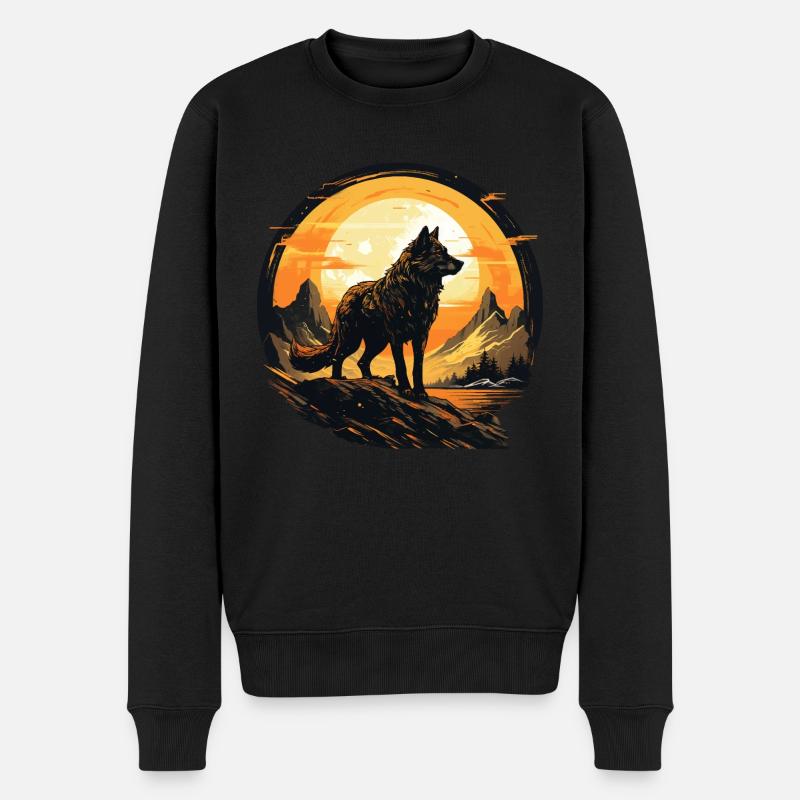 Geschenk Wikinger Wolf Krafttier Schamane Odin - Männer Premium Bio Pullover - Schwarz