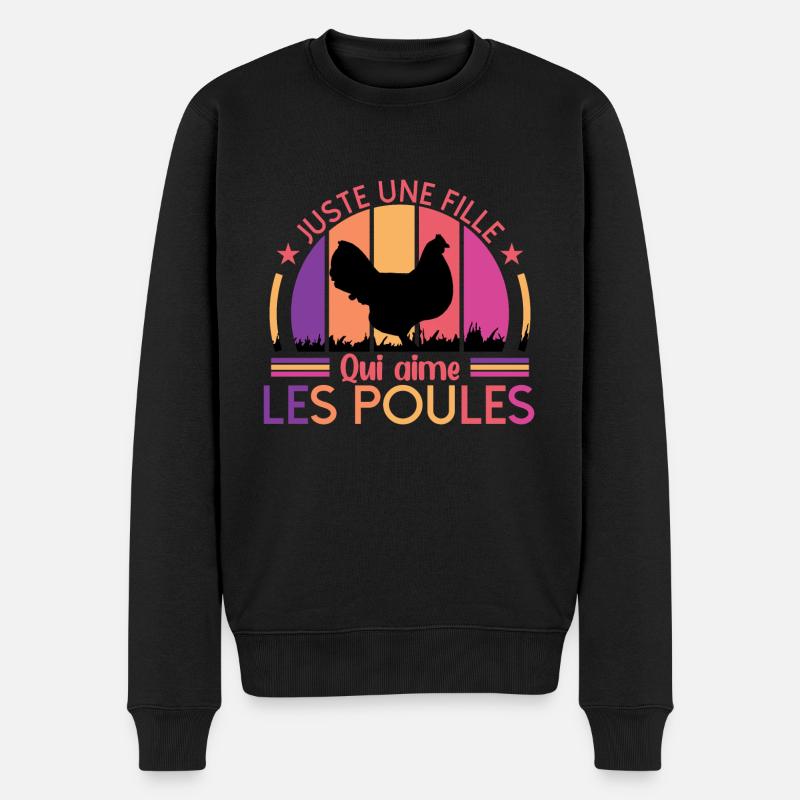 Juste Une Fille Qui Aime Les Poules - Pull Premium bio Homme - noir