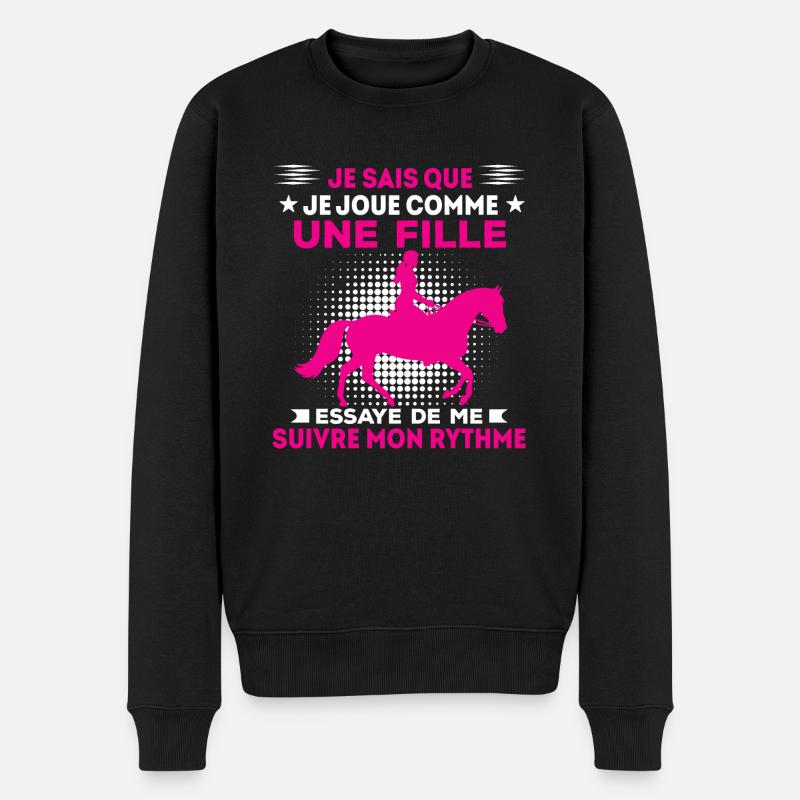 Une Fille Cavalière idée Cadeau Cheval drôles - Pull Premium bio Homme - noir