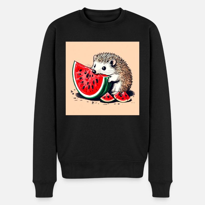 Wassermelonen-Igel - Männer Premium Bio Pullover - Schwarz