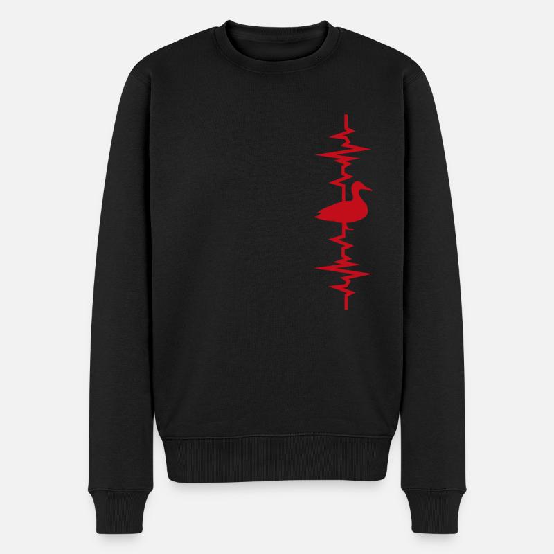 Enten-Herzschlag - Männer Premium Bio Pullover - Schwarz