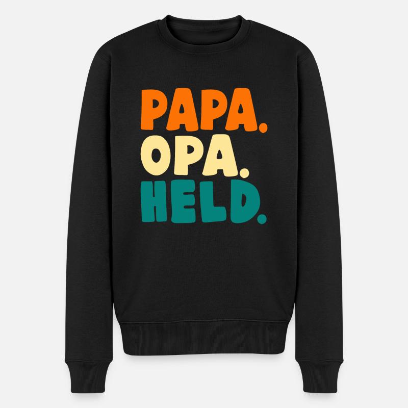 PAPA OPA HELD - Männer Premium Bio Pullover - Schwarz