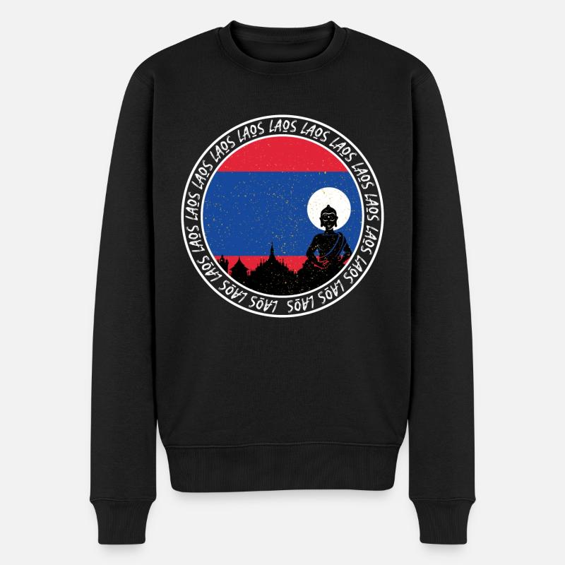 Laos Lao Laotien drapeau Temple Lao I cadeau - Pull Premium bio Homme - noir