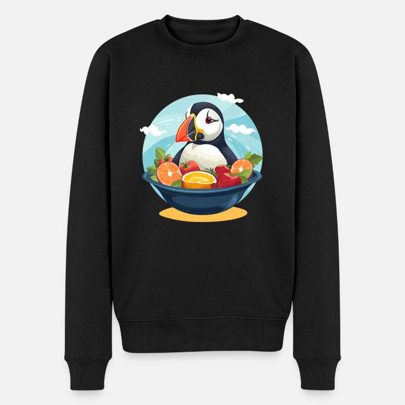 Papageientaucher - Männer Premium Bio Pullover - Schwarz